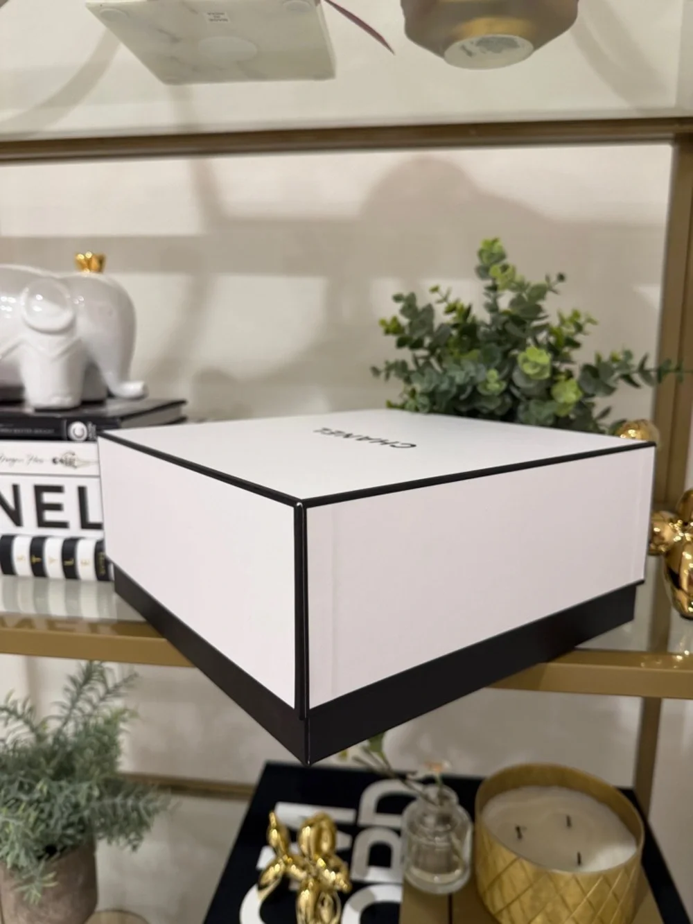 CHANEL Gift Box, bag, flower and ribbon with book